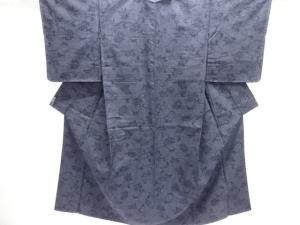 未使用品　花唐草模様織り出し本場結城紬100亀甲着物(石下)
